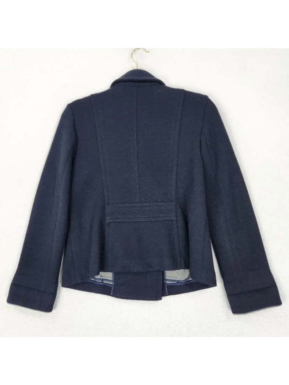 Talbots Jacket Womens 2 Petite Navy Blue Double Breasted Blazer Wool Blend - Picture 10 of 11
